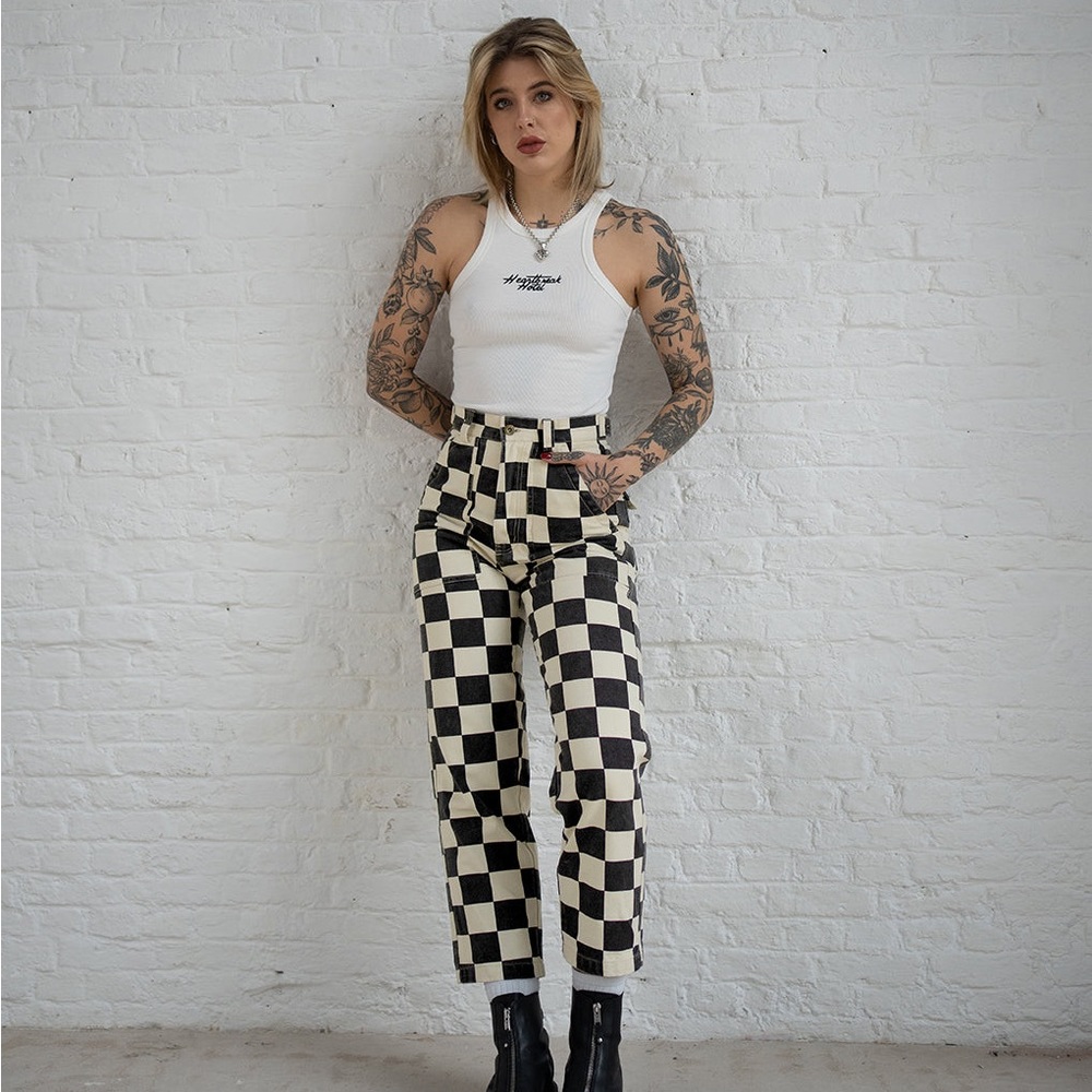 P&Co 304 Service fatigue pants- Black and Cream checkered Women’s pant